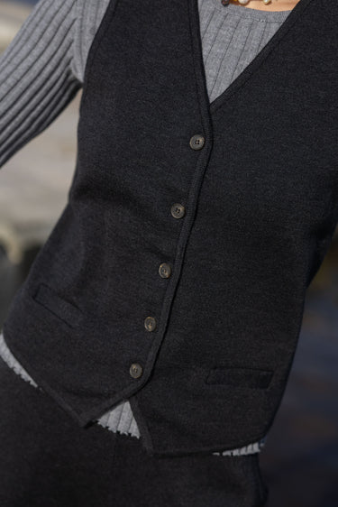 Galante Kootud 100% Meriino Vest Must