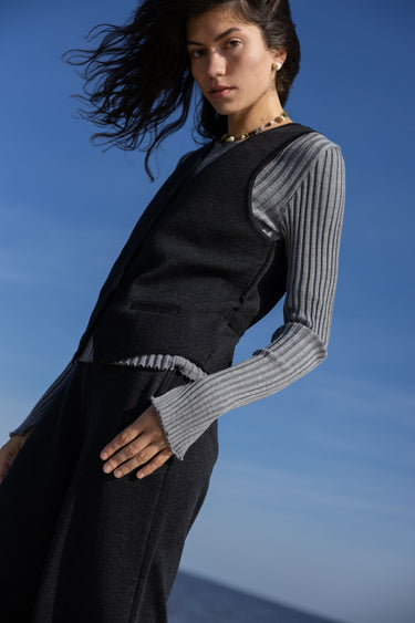 Galante Kootud 100% Meriino Vest Must