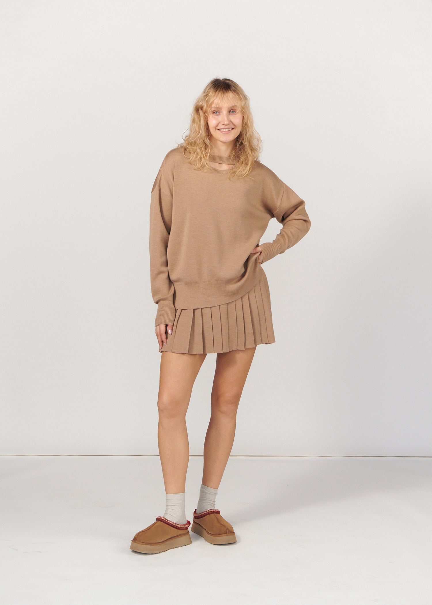 Piccolo & Rotondo 100% Merino Co-ord in Beige