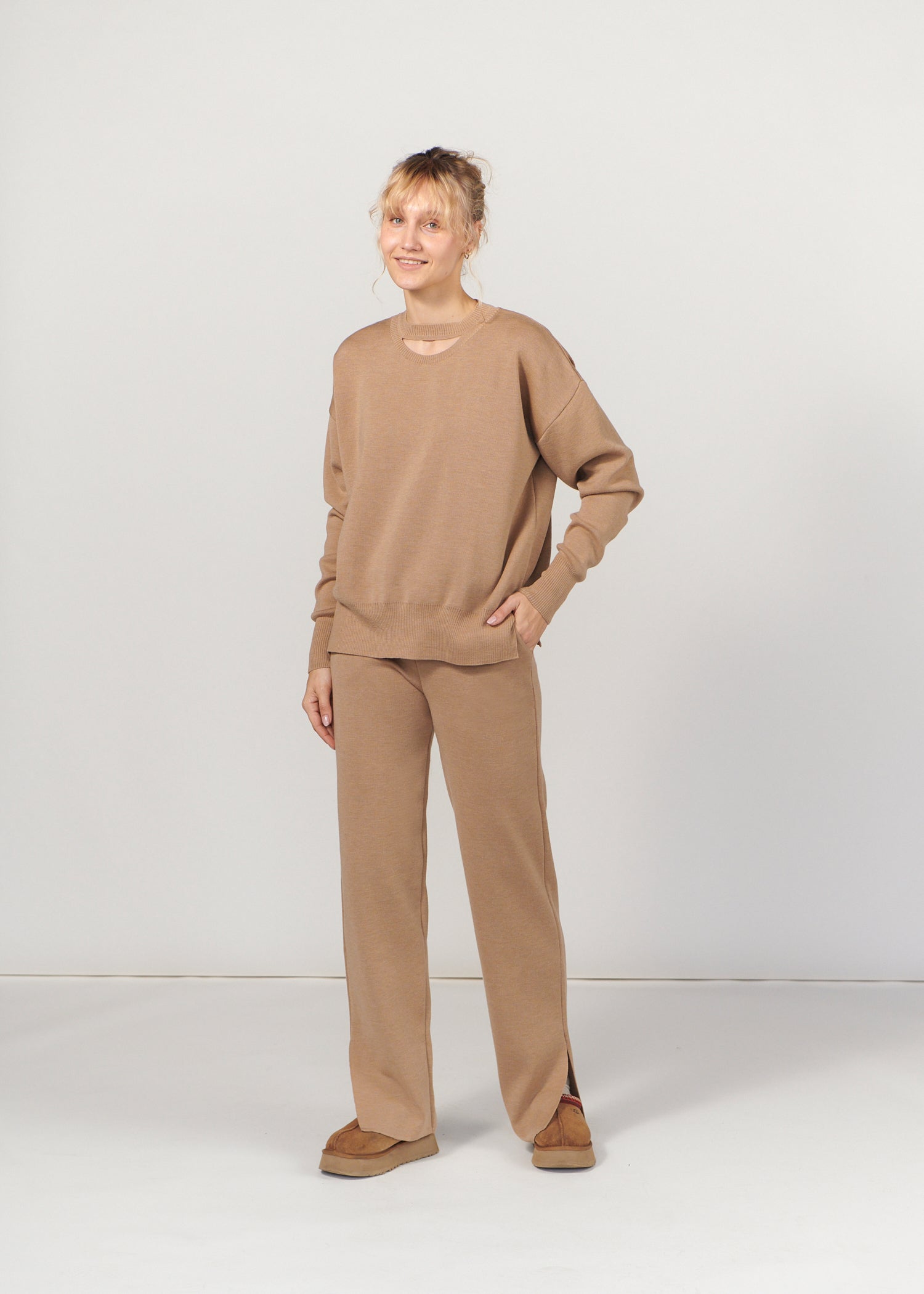 Ora & Rotondo 100% Merino Co-ord in beige