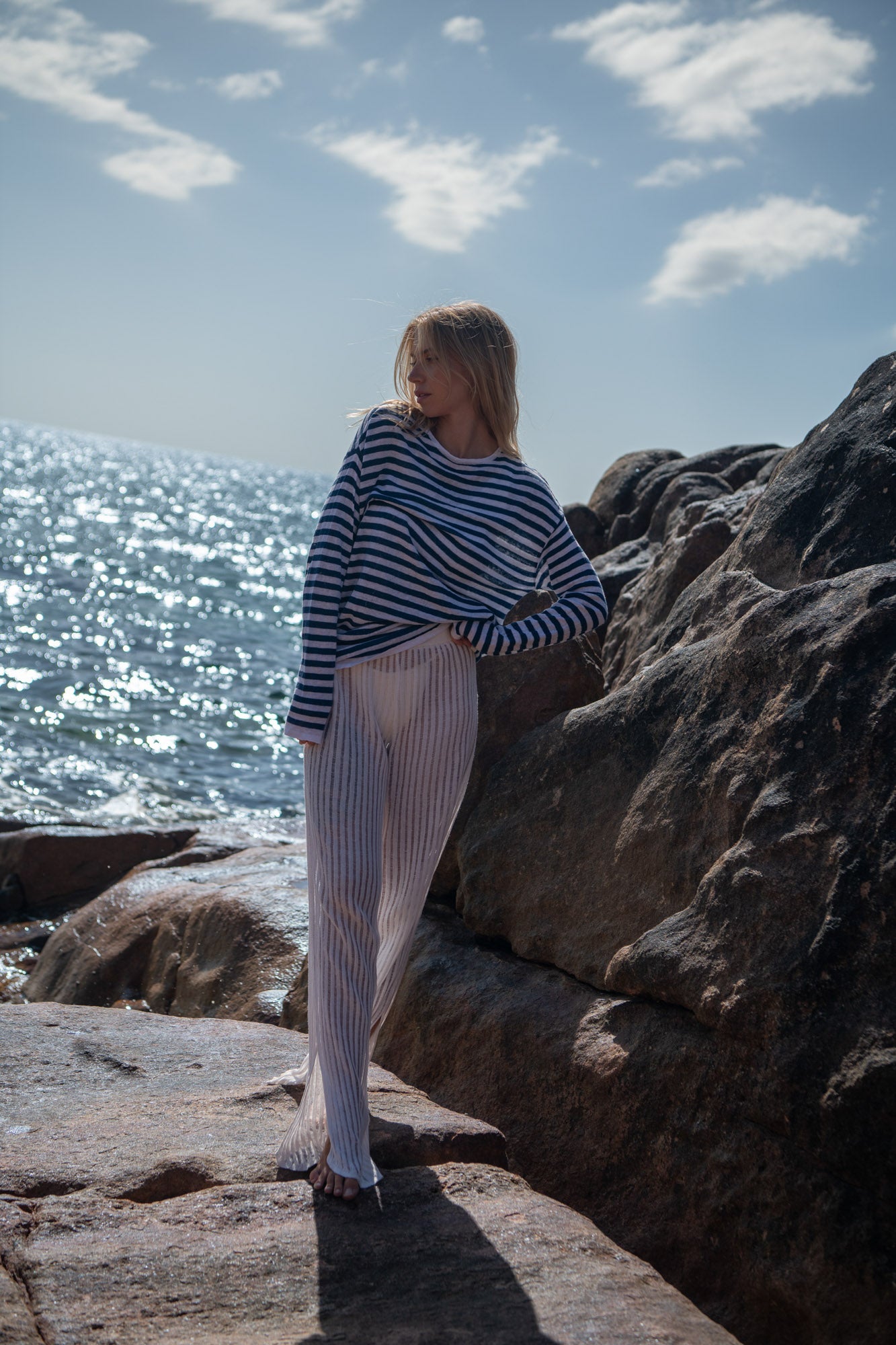 Tanto 100% Linen Long-Sleeve Top Navy *UNISEX*