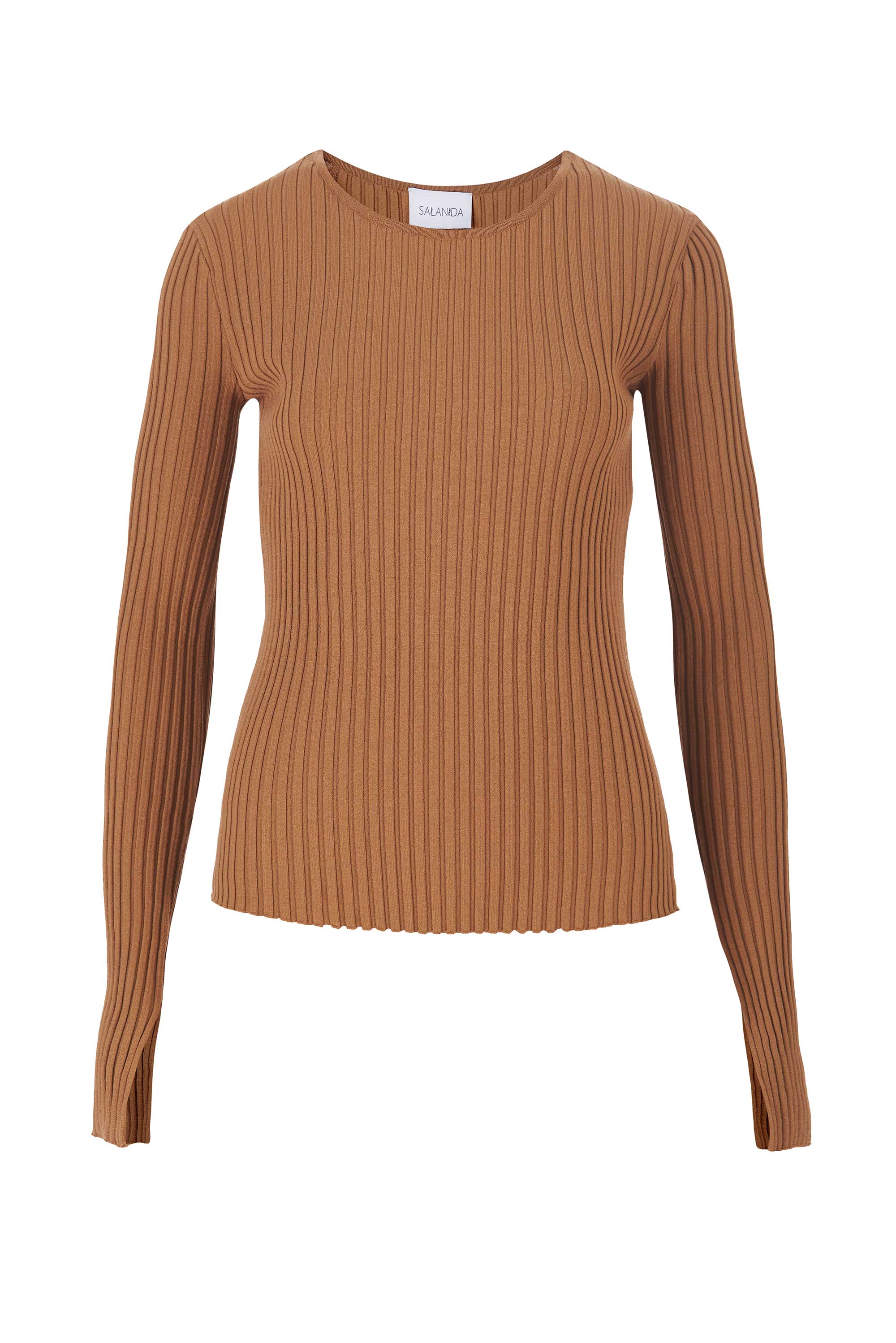 Brera Ribbed Long-Sleeve Top Caramel