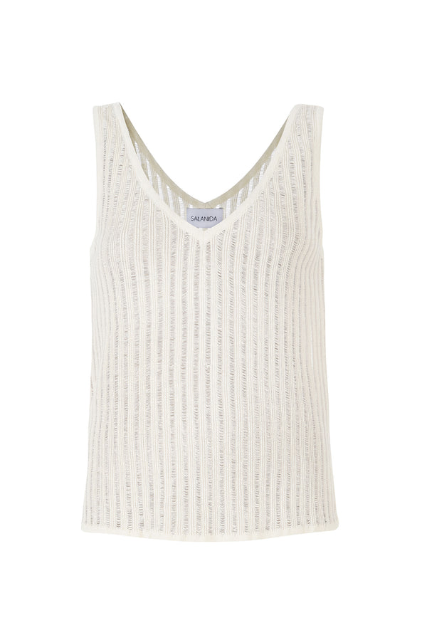 Caldo 100% Linen Tank Top White