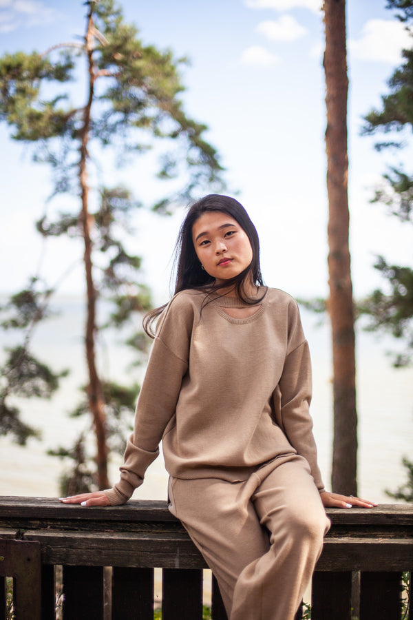 Ora & Rotondo 100% Merino Co-ord in beige