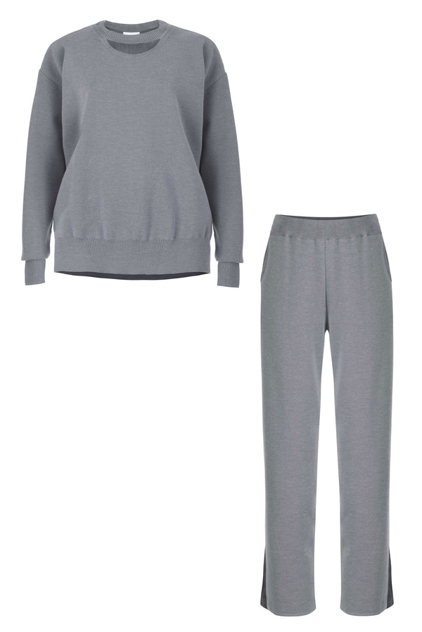 Ora & Rotondo 100% Merino Co-ord in Light Grey