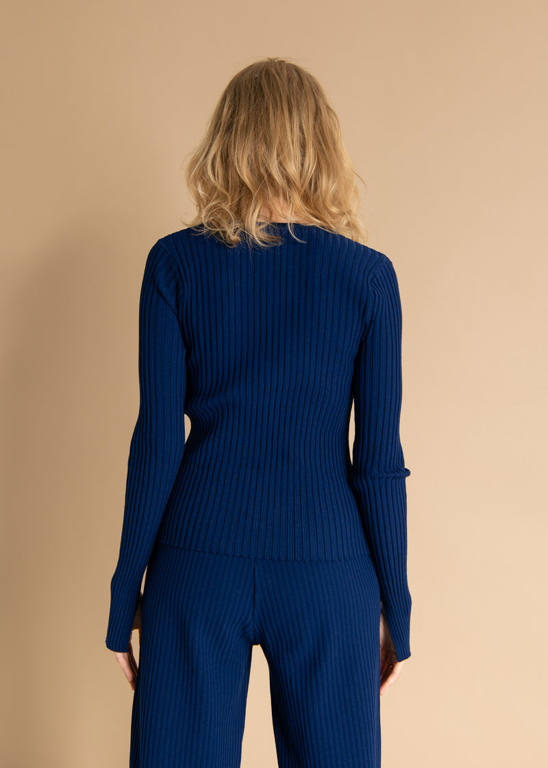 Brera Ribbed Long-Sleeve Top Navy