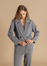 Forza Knitted 100% Merino Blazer Light Grey