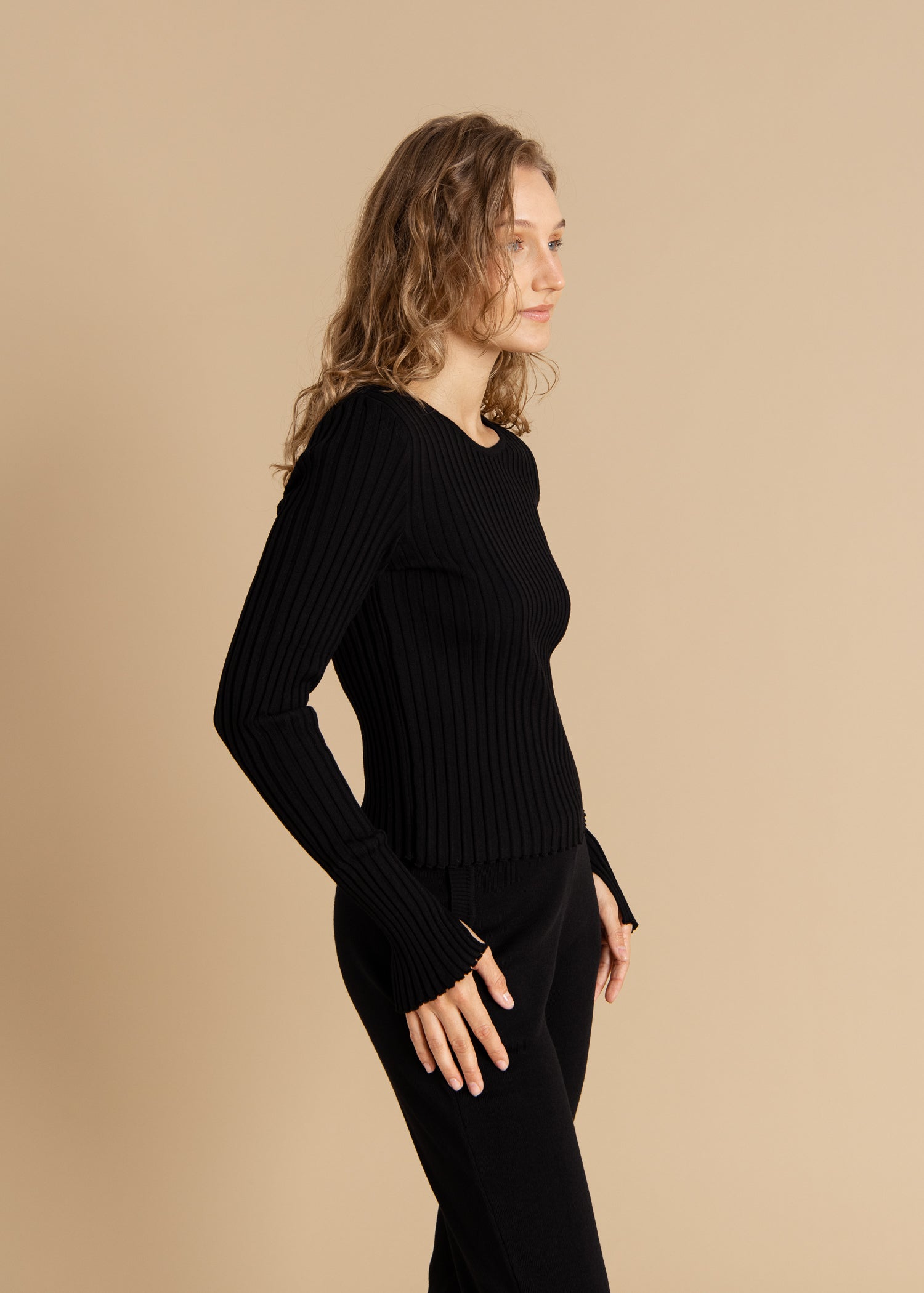 Brera 100% Merino Long-Sleeve Top Black