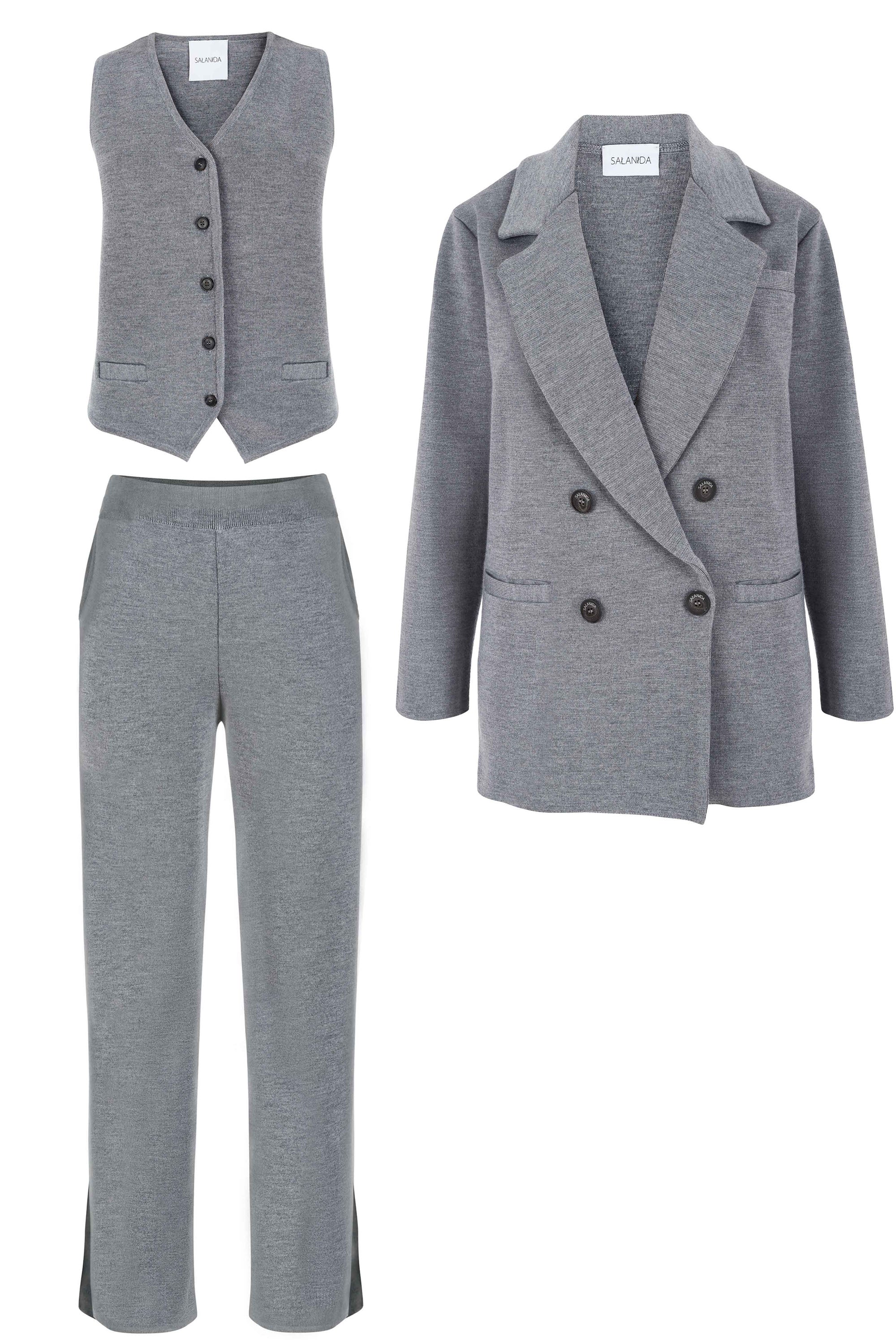 Ora, Forza & Galante 100% Merino Co-ord in Light Grey